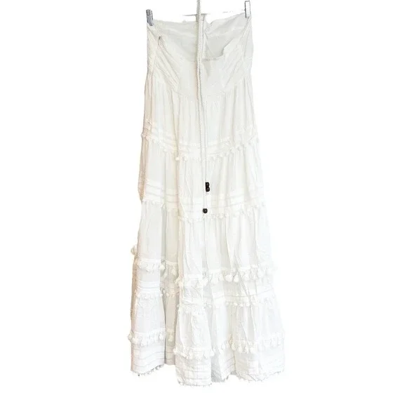 INTERMIX BEACHCLUB Lydia Halter Pompom Organic Cotton Maxi Dress Size L NWOT - Picture 8 of 10